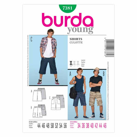 Pattern, Burda, 7381, Shorts, Mens