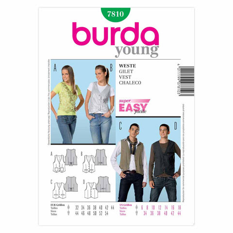 Pattern, Burda, 7810, Unisex Young Vest