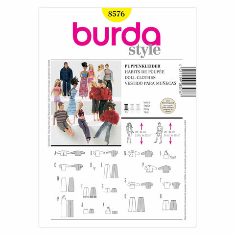 Pattern, Burda, 8576, Fashion Doll Clothes