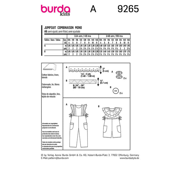 Pattern, Burda, 9265, Dress/Top, Kids