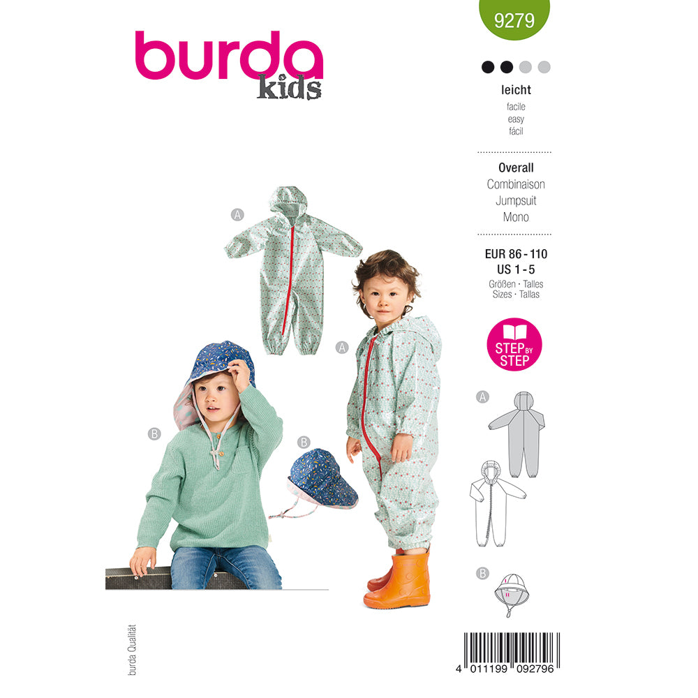 Pattern, Burda, 9279, Jumpsuit, Hat, Toddler