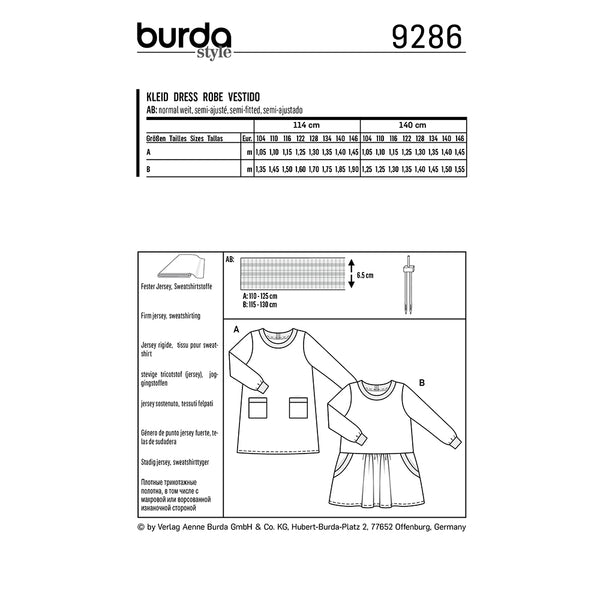 Pattern, Burda, 9286, Dress, Kids