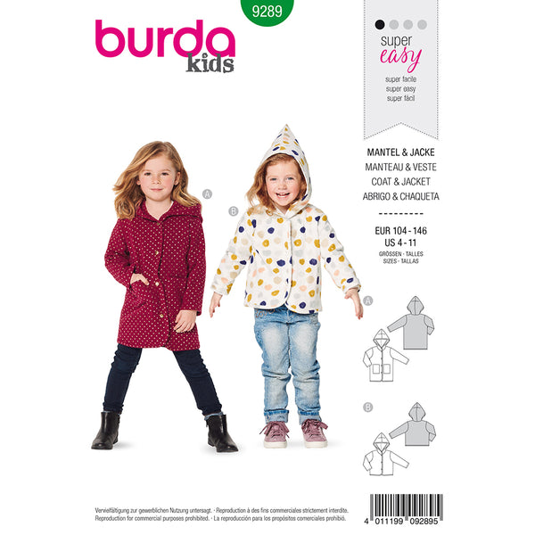 Pattern, Burda, 9289, Jacket/Coat, Kids