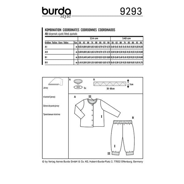 Pattern, Burda, 9293, Kids Coordinates