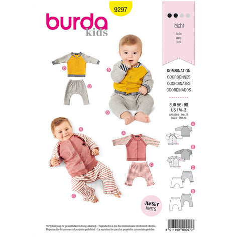 Pattern, Burda, 9297, Baby Sweat Jacket and Pull on Pants