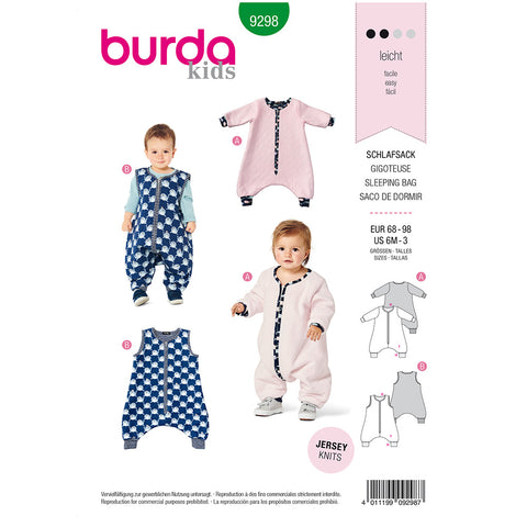 Pattern, Burda, 9298, Baby Sleeping bag with Legs