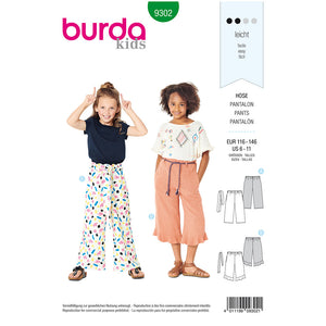 Pattern, Burda, 9302, Kids Pants with Elastic Waist
