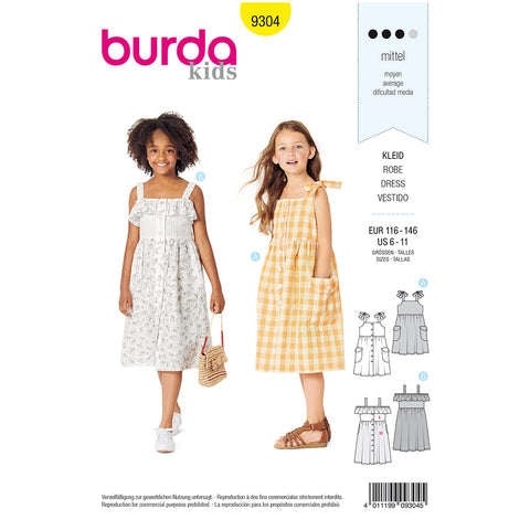 Pattern, Burda, 9304, Kids Pinafore Dress