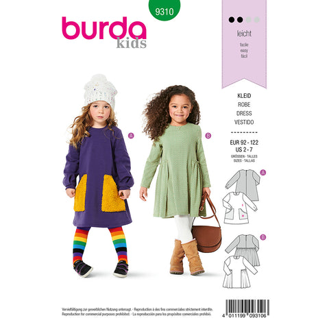 Pattern, Burda, 9310, Kids Dress with Pockets