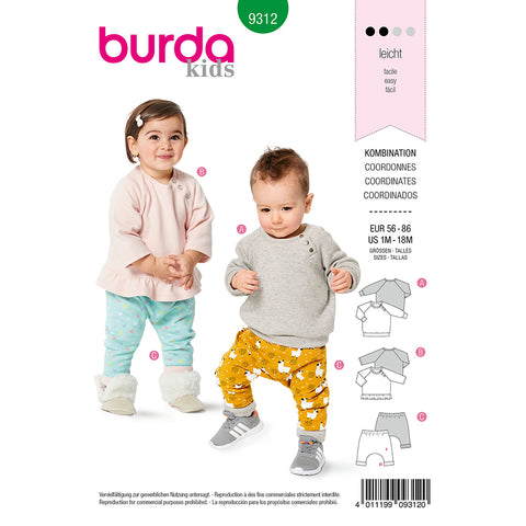 Pattern, Burda, 9312, Kids Top and Pants