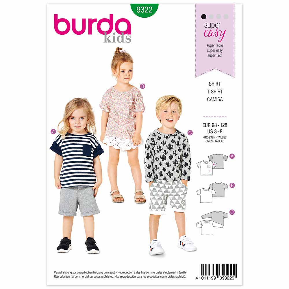 Pattern, Burda, 9322, Kids Top