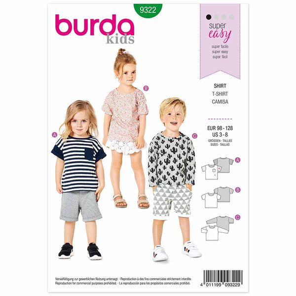 Pattern, Burda, 9322, Kids Top