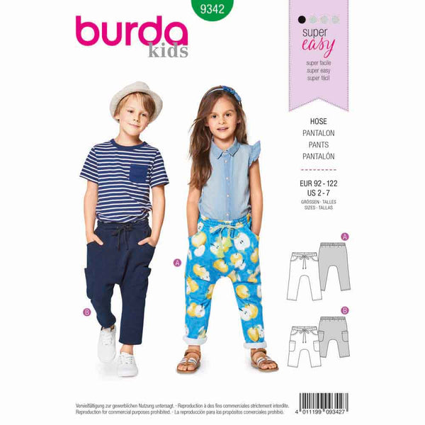 Pattern, Burda, 9342, Kids Pants