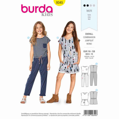 Pattern, Burda, 9345, Kids Overall and Jumpsuit