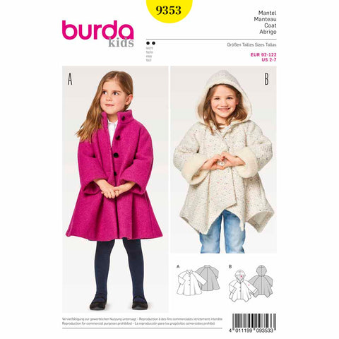 Pattern, Burda, 9353, Kids Coat