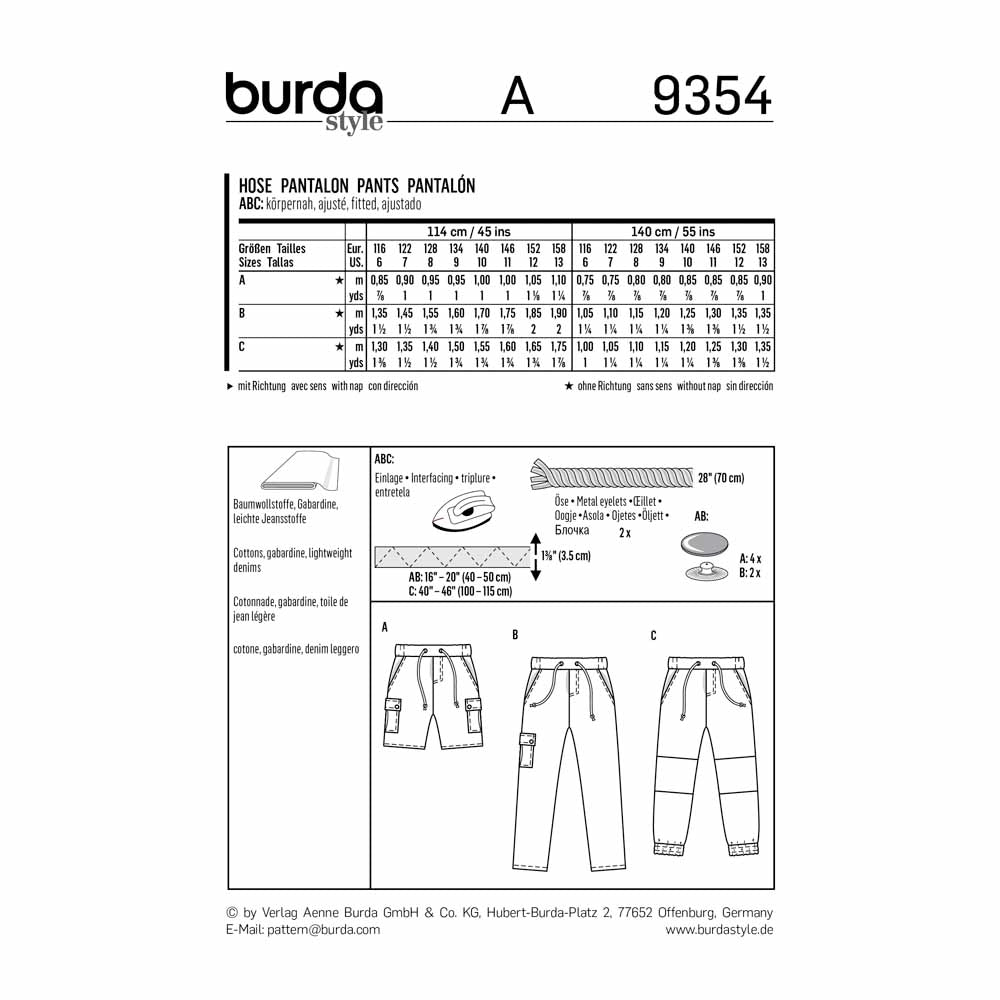 Pattern, Burda, 9354, Kids Pants – Among Brenda's Quilts - The ABQ ...