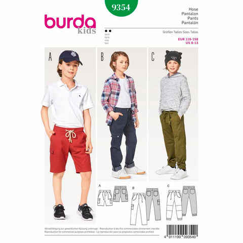 Pattern, Burda, 9354, Kids Pants