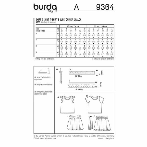 Pattern, Burda, 9364, Dress, Top, Toddler, Kids
