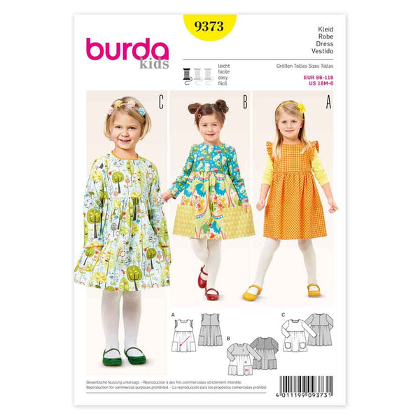 Pattern, Burda, 9373, Dresses, Toddler, Kids