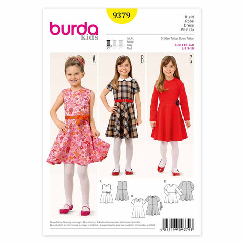 Pattern, Burda, 9379, Dresses, Kids