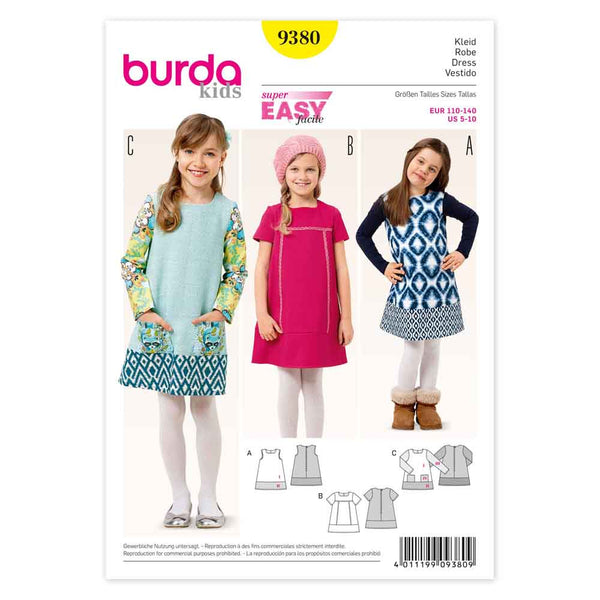 Pattern, Burda, 9380, Dresses, Kids