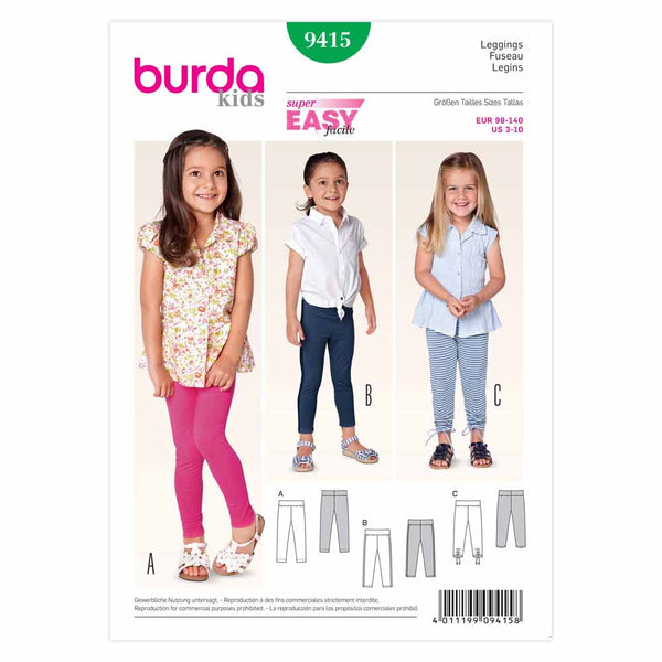 Pattern, Burda, 9415, Pants, Toddler, Kids