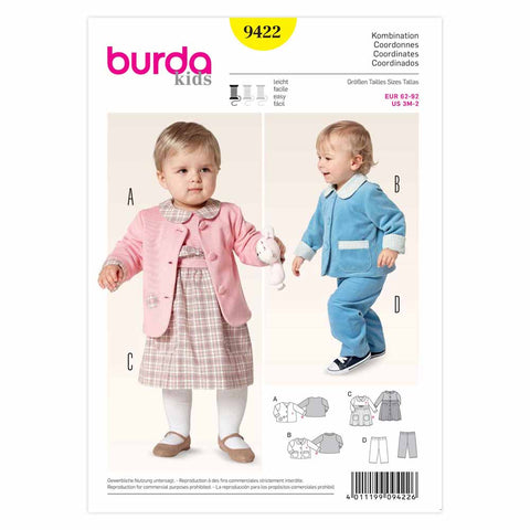 Pattern, Burda, 9422, Coordinates, Baby, Toddler