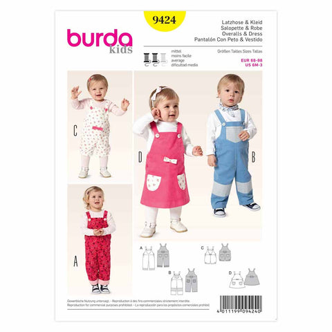 Pattern, Burda, 9424, Overall, Bibbed Dress, Baby, Toddler