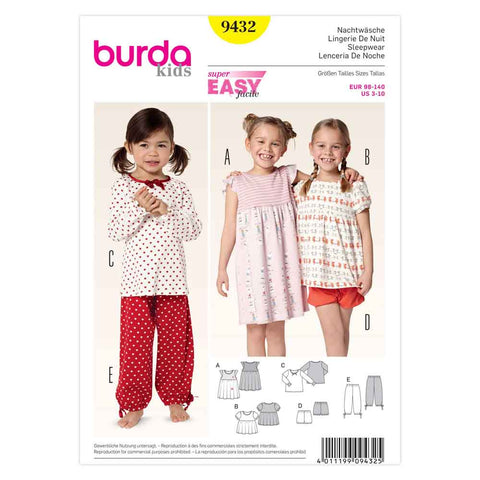 Pattern, Burda, 9432, Sleepwear, Romper, Coordinates, Toddler, Kids