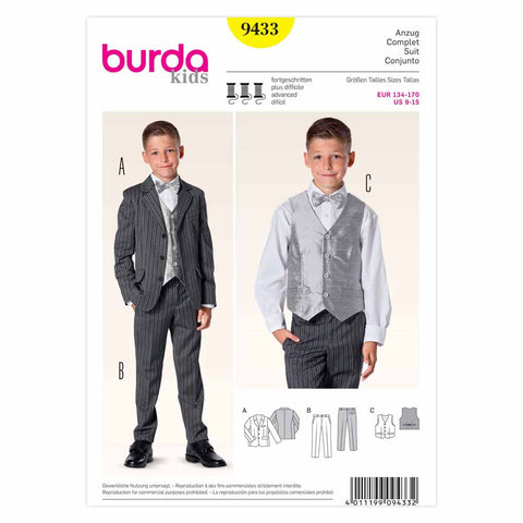 Pattern, Burda, 9433, Suit and Vest, Kids