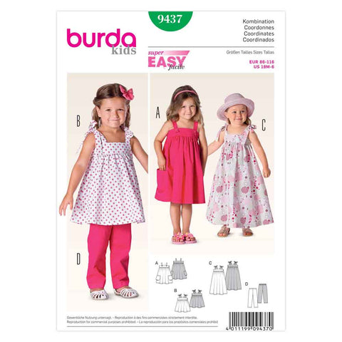 Pattern, Burda, 9437, Dress, Pant, Toddler, Kids