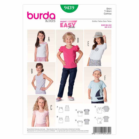 Pattern, Burda, 9439, Top, Kid, Toddler