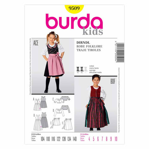 Pattern, Burda, 9509, Dirndl Dress, Kids