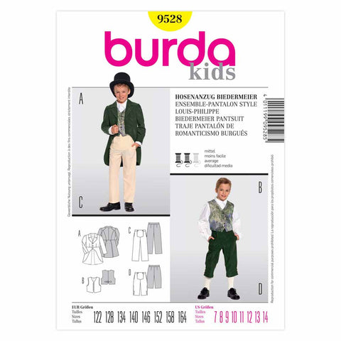 Pattern, Burda, 9528, Biedermeier Style Costume, Kids