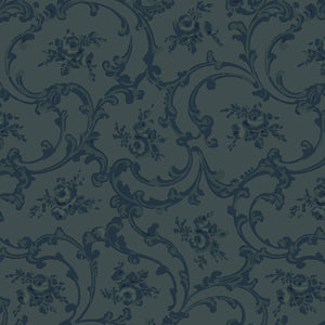 Fabric, Navy Dark N Stormy Scroll 10441M-N