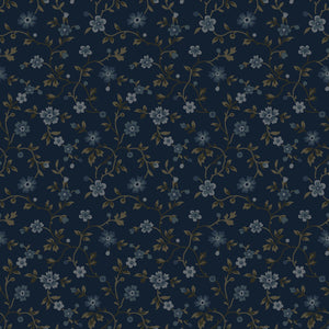 Fabric, Navy Dark N Stormy Floral Vine, 10442M-N