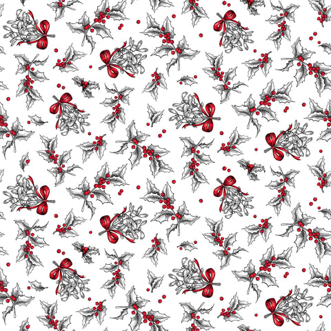 Fabric, Home For The Holidays, Holly & Mistletoe Red 10455-10