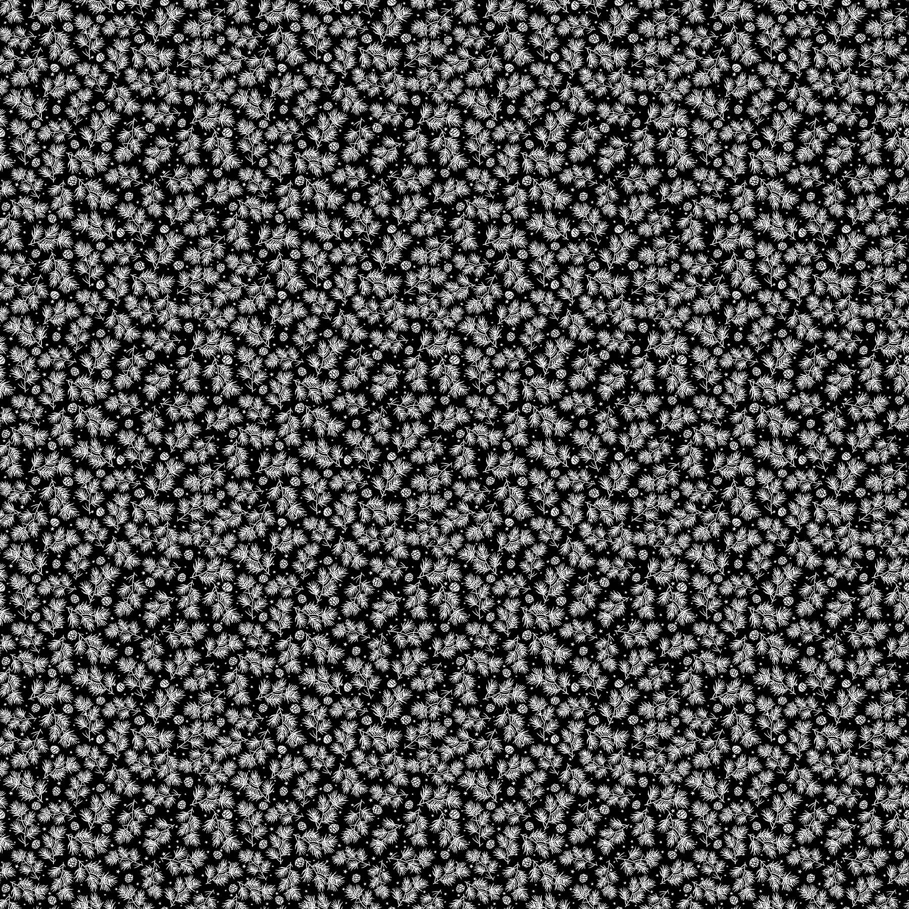 Fabric, Home For The Holidays, Frosty Pine Black 10461-98