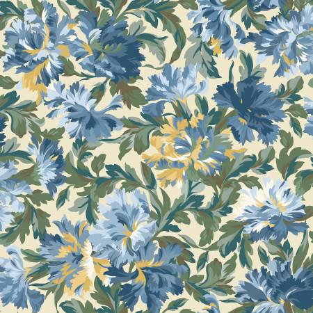 Fabric, Willoughby, Cream Packed Floral 10521M-E