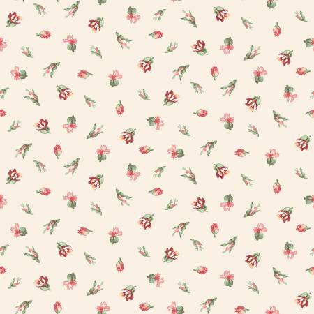 Fabric, Regal Rose , Cream Mini Buds 10685M-E