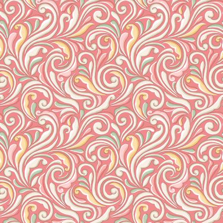 Fabric, Regal Rose, Pink Scroll 10687M-P