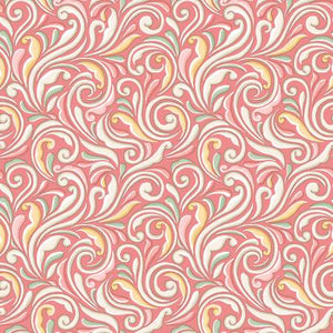 Fabric, Regal Rose, Pink Scroll 10687M-P