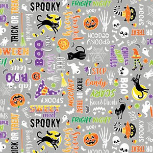 Fabric, Halloween, Chills & Thrills, Glows in the Dark, Grey   14606G-08