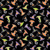 Fabric, Halloween, Chills & Thrills, Black Hocus Pocus Hats, Glows in the Dark, 14610GB-12