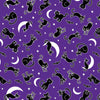 Fabric, Halloween, Chills & Thrills,  Purple Spooky Cat, Glows in the Dark   14610GB-12