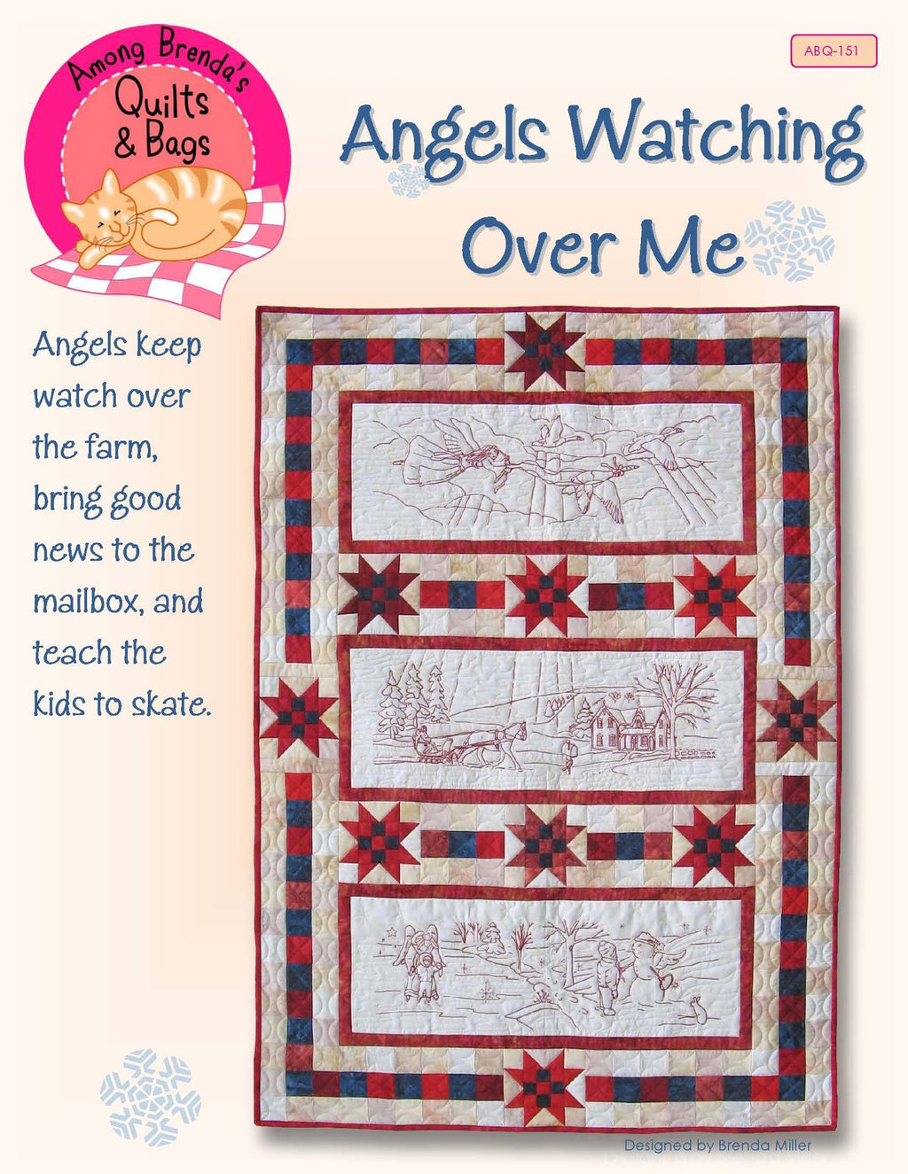 Pattern, Angels Watching Over Me, Lap Quilt or Wall Hanging ABQ-151