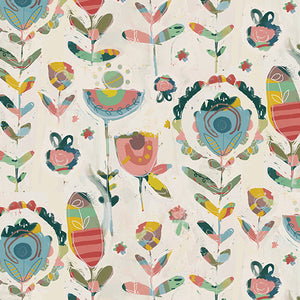 Fabric, A Heart Led Life, Cream Floral Multi 16143-70