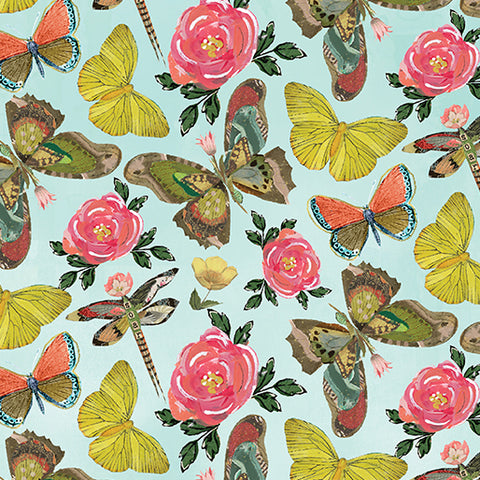 Fabric, A Heart Led Life, Sky Butterfly 16146-50