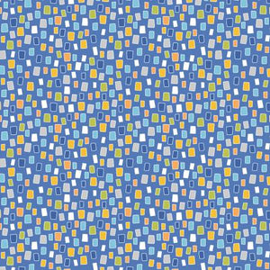 Fabric Flannel ,Chalk Baby Flannel  Playful Shapes Blue Flannel # 16334FB-55