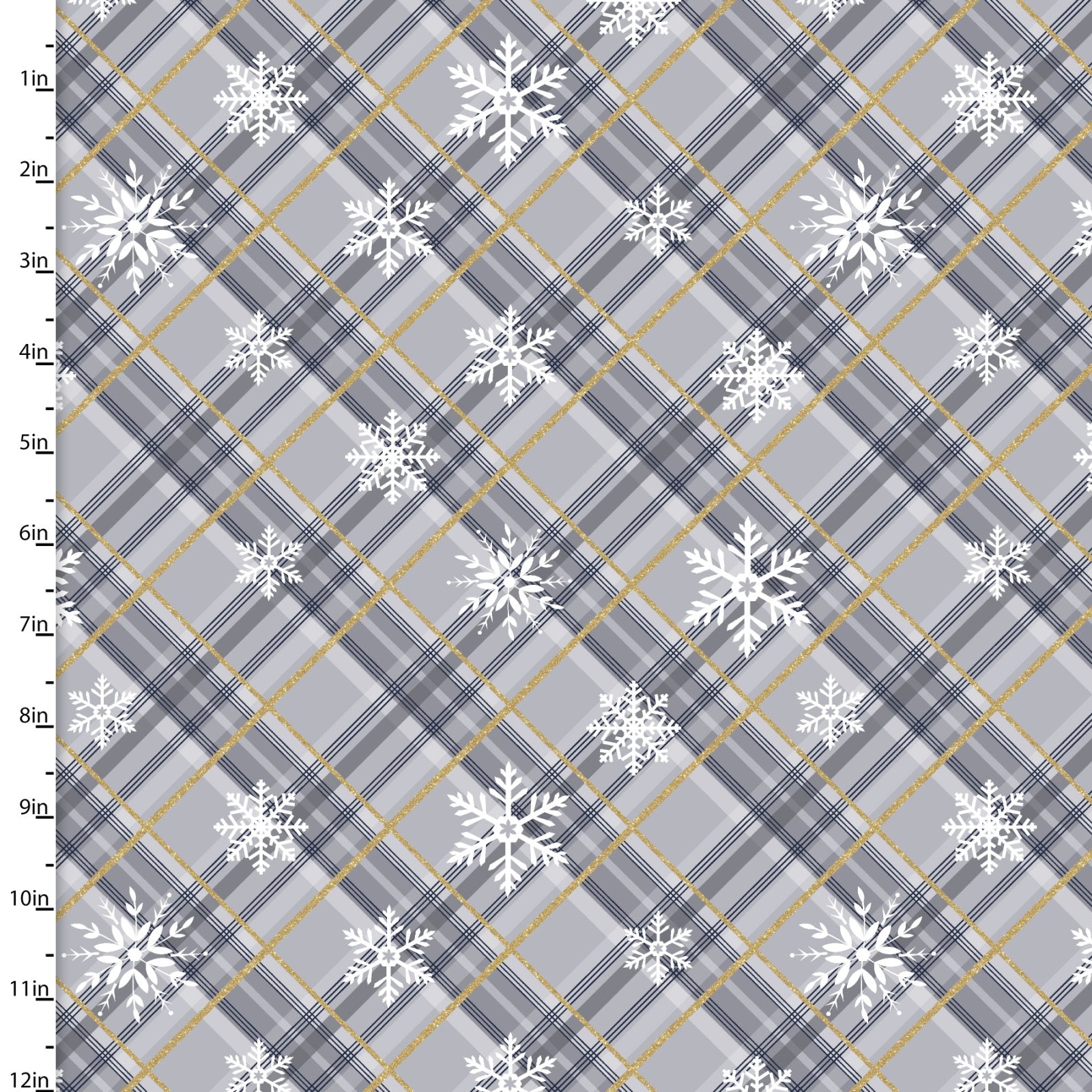 Fabric, Majestic Winter Plaid Metallic 20720-Grey